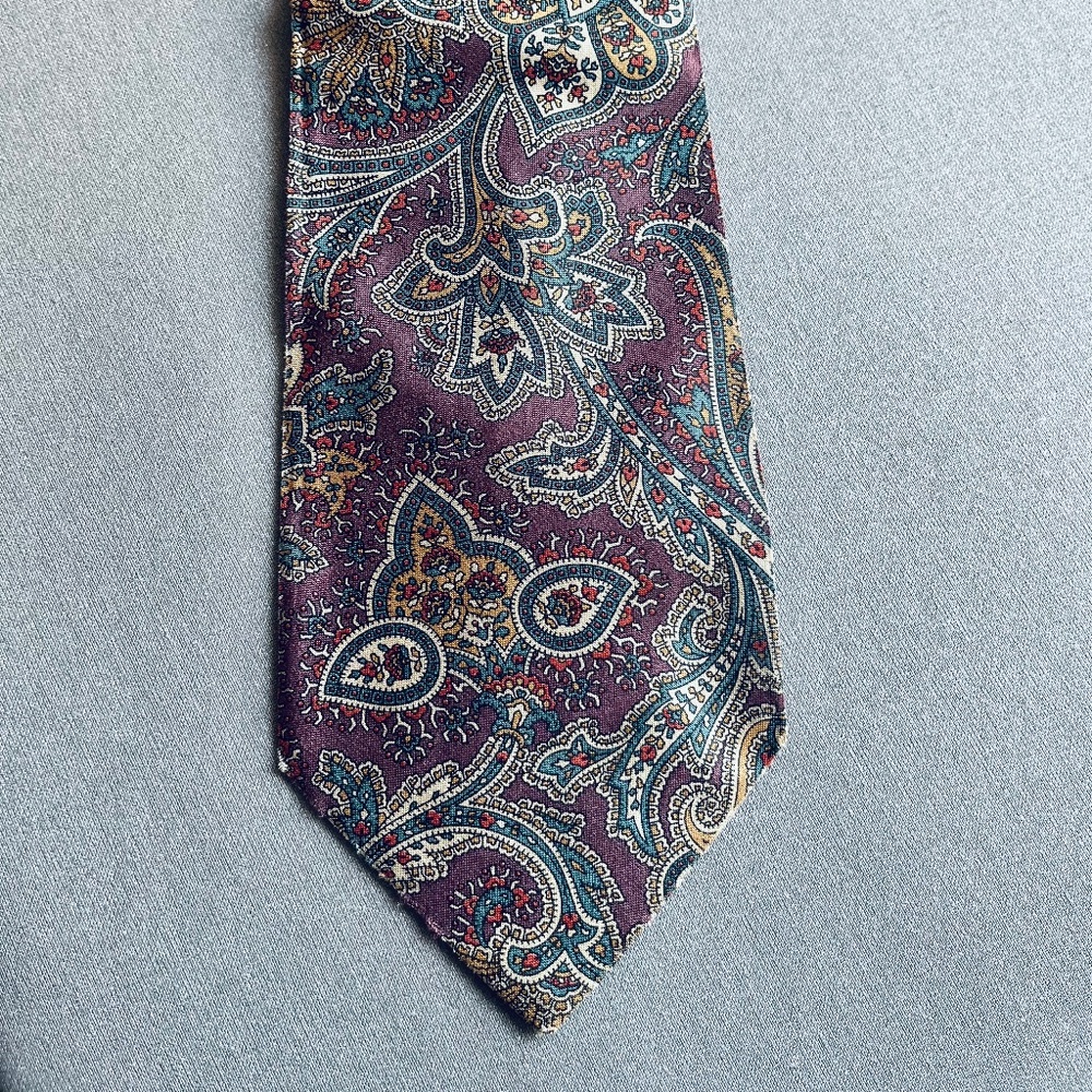 Isaac Zelcer Vintage Paisley Maroon and Tan Tie